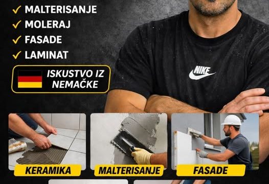 Majstor za sve građevinske radove – keramika, malterisanje, moleraj, fasade i laminat