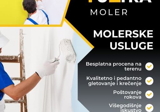 Profesionalni moler Novi Sad kreči zid u modernom stanu, nameštaj i pod su zaštićeni, uredan i bezstresan rad