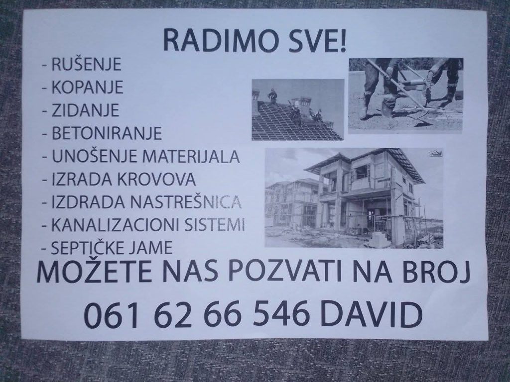 Građevinske usluge - rušenje, zidanje i betoniranje