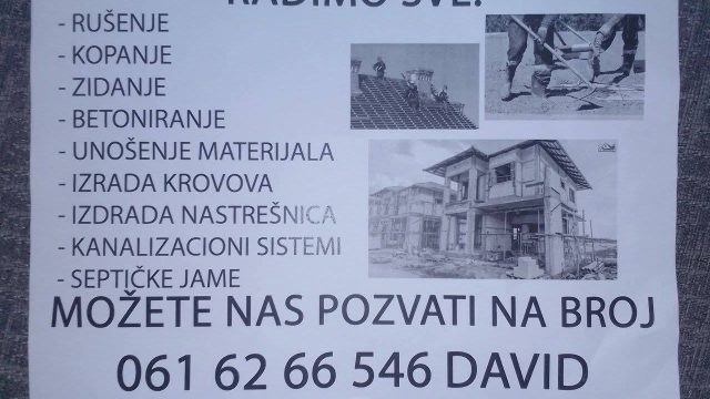 Građevinske usluge - rušenje, zidanje i betoniranje