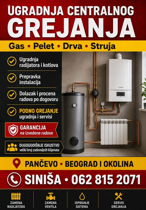 Ugradnja centralnog grejanja – gas, pelet, drva i struja