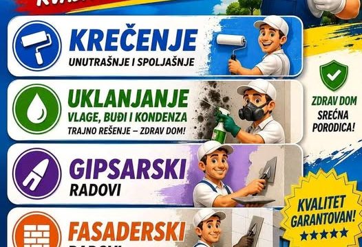 Svi oglasi 1 Krečenje, gipsarski i fasaderski radovi